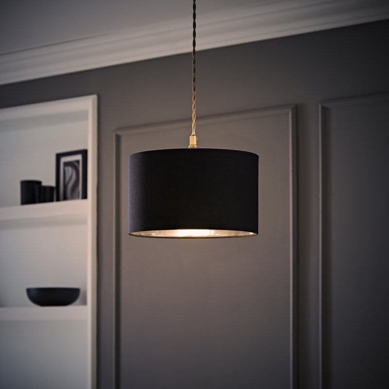 Takishia Linen Blend Lamp Shade in Black, 15cm H  x 25cm W  x 25cm D