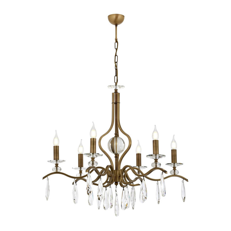 Vintage Copper Chandelier, 31.5 x 31.5 inches | Metal Body with Glass Cap, 6 x E14 Sockets (Max 40W) | Modern American Traditional Design, Perfect for Dining Rooms & Living Spaces, Elegant Glam Lighting Fixture