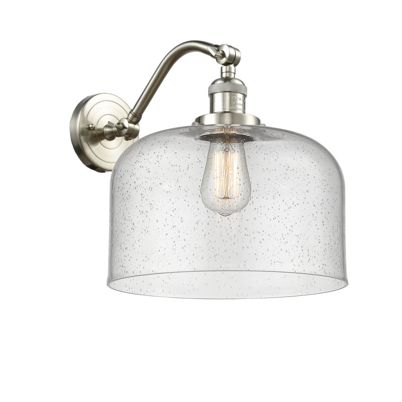 Applique murale 1 lumière 12 po Bell, Ampoule à DEL rétro de 6 watts, Grainé, Nickel satiné brossé