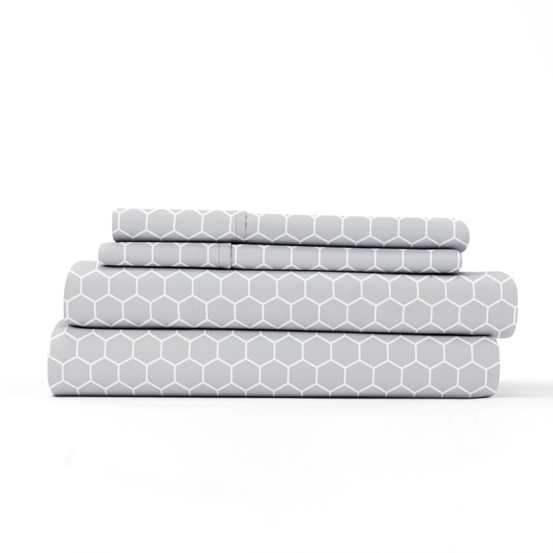 Gray Chevron King Microfiber Bedding Set with Pillow Covers
