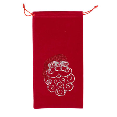 Sac à vin «Santa» en strass Sparkles Home | Sac à vin en velours avec strass en verre éblouissant