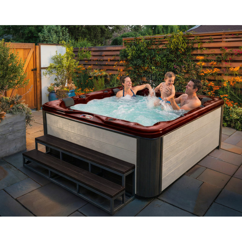 American Spas 240 Volt 6 Person 56 - Jet Acrylic Square Standard (Hardwired) Hot Tub with Ozonator and Built-In Speaker