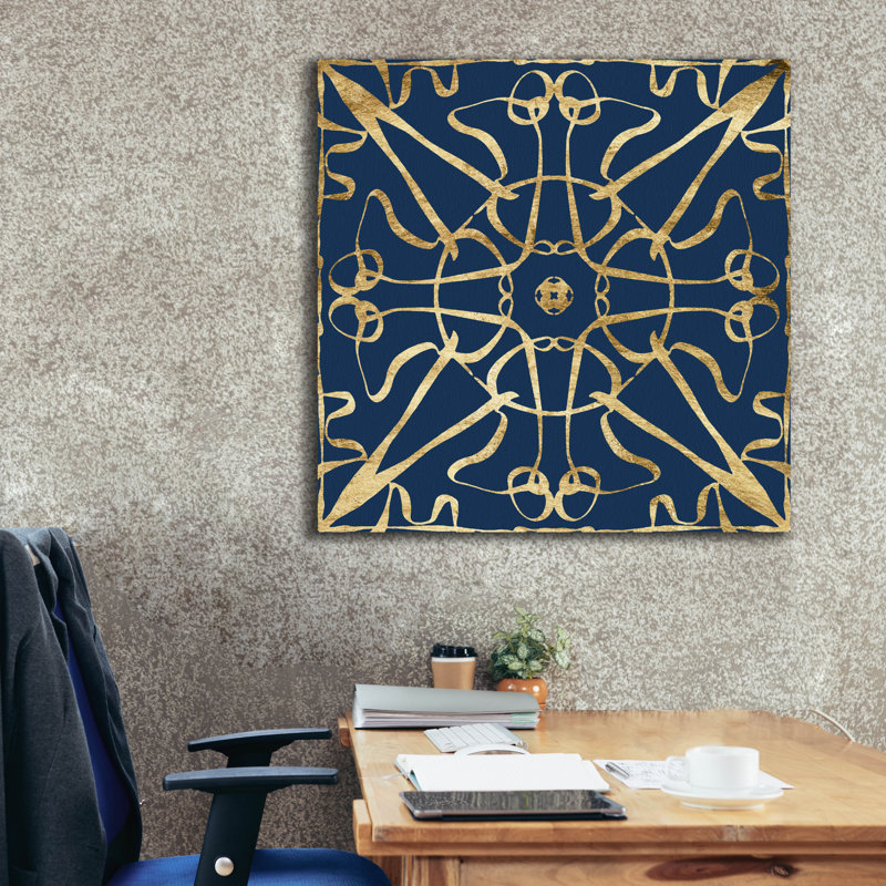  «Motif On Blue 6» par Alonzo Saunders, art mural sur toile, 37 po x 37 po