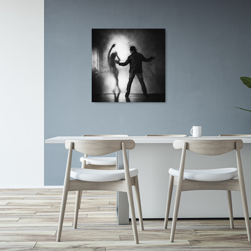 Impression d'art mural contemporain abstrait et dramatique représentant une mystérieuse danse des ombres, H 32 po x l 32 po