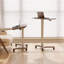 Table de chevet à hauteur réglable - Table d'ordinateur portable en bois massif avec roulettes, poste de travail pliable pour le bureau et le bureau