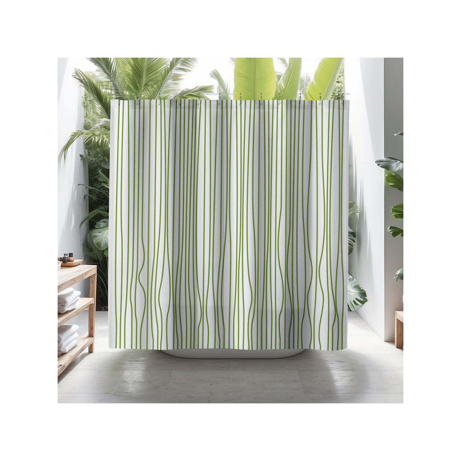 Coco Polyester Shower Curtain, Chartreuse