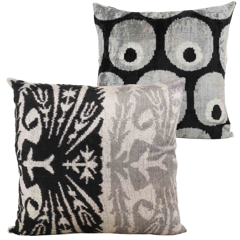 Modernistic Silk Velvet Pillow Cover And Insert - Set Of 2