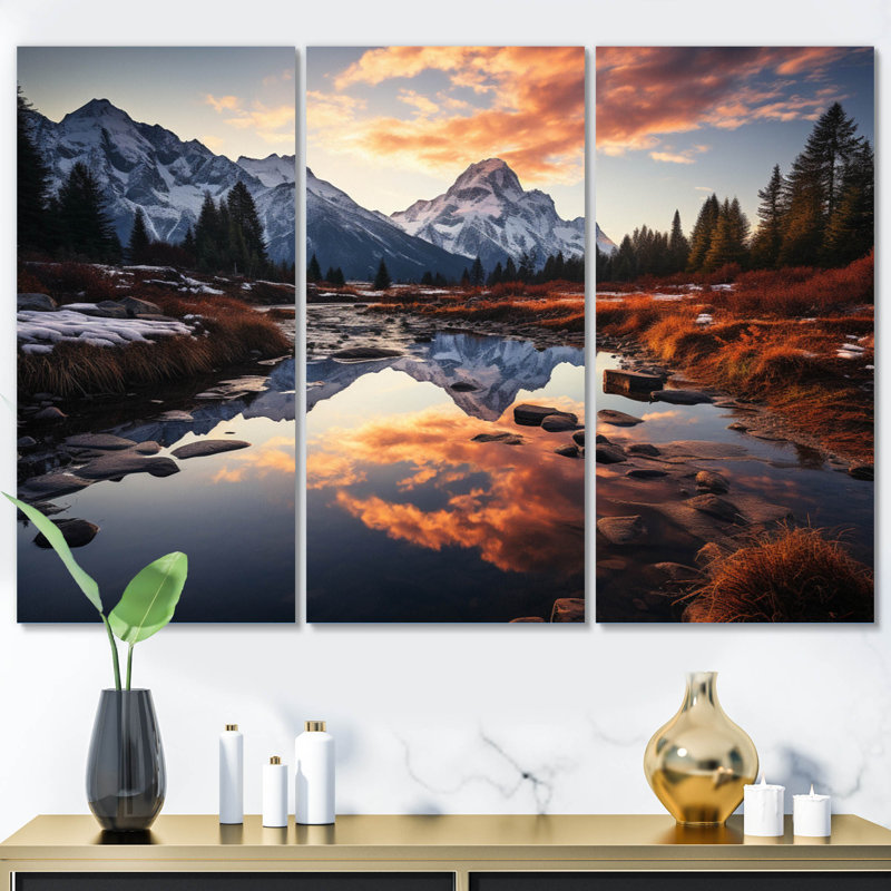 Majestic Riverbanks I sur toile, reproduction de 3 pièces, H 28 po x l 36 po x P 1 po