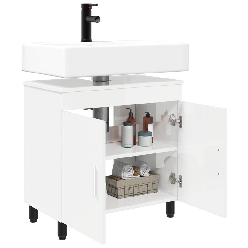 60 mm Single Double Bathroom Vanity Base, High Gloss White