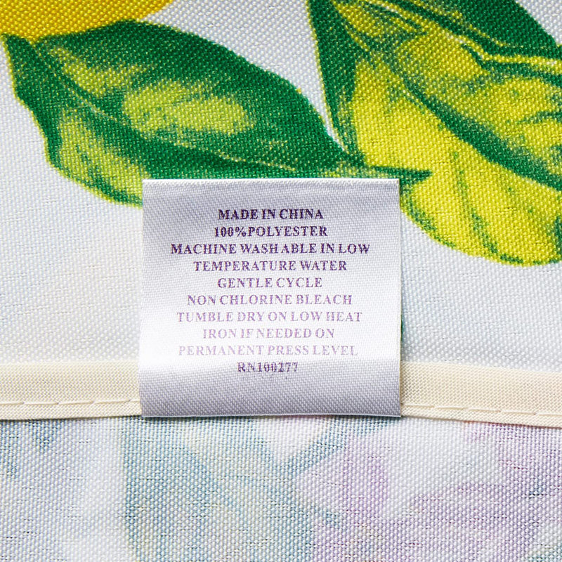 Yellow Floral Citrus Pattern Round Polyester Tablecloth