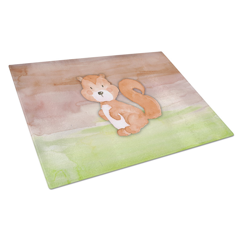Caroline's Treasures Tempered Glass Squirrel Watercolor Cutting Board