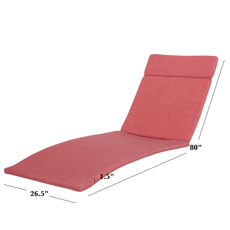 Outdoor 1.5'' Chaise Lounge Seat / Back Cushion, Red, 1