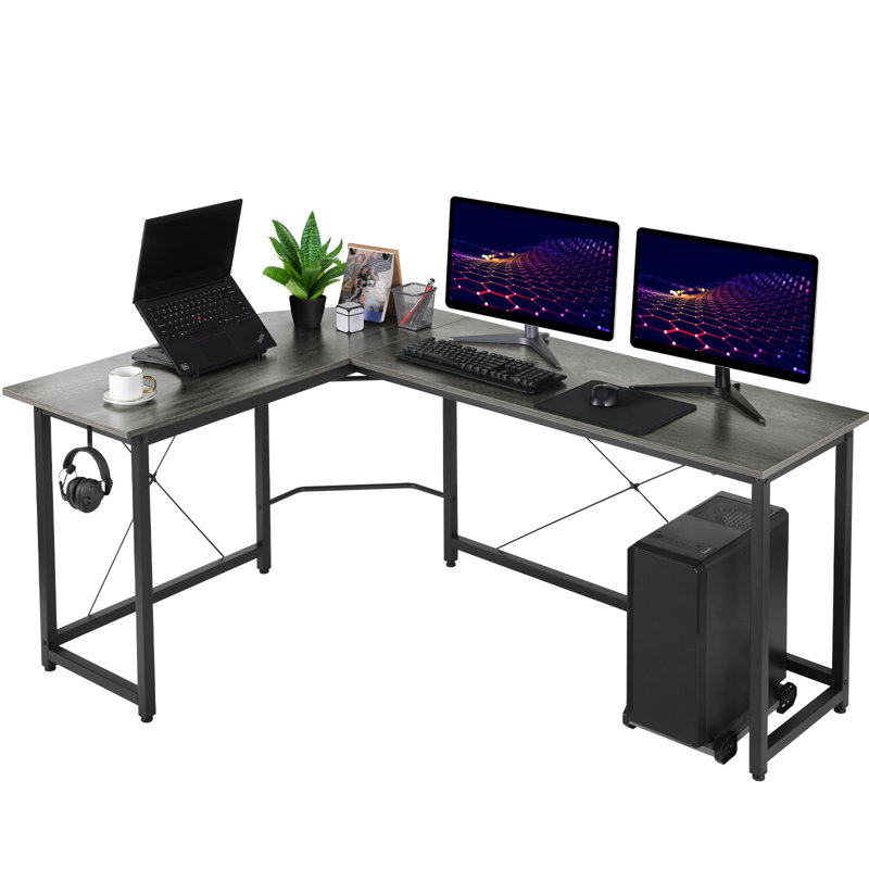 Lorren Adjustable L-Shaped Metal Base Computer Desk