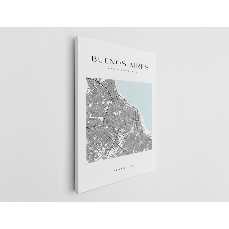 Buenos-Aires Map Print Argentina Canvas Print, 45" H x 30" W