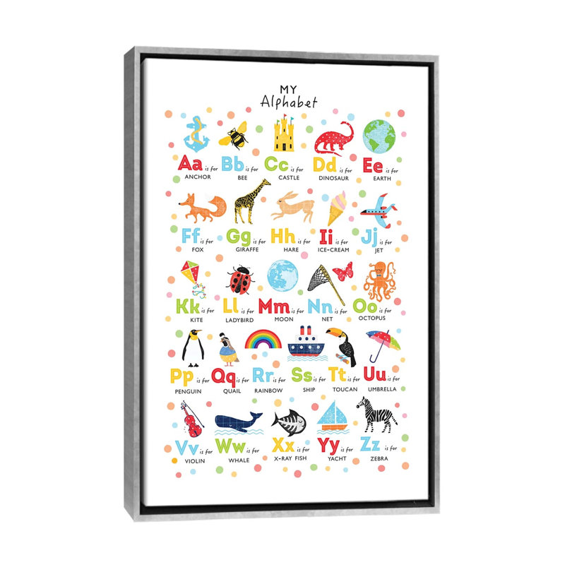 Alphabet lumineux - imprimé, Pas de tapis, H 60 po x l 40po x P 1,5 po, Toile avec cadre argenté