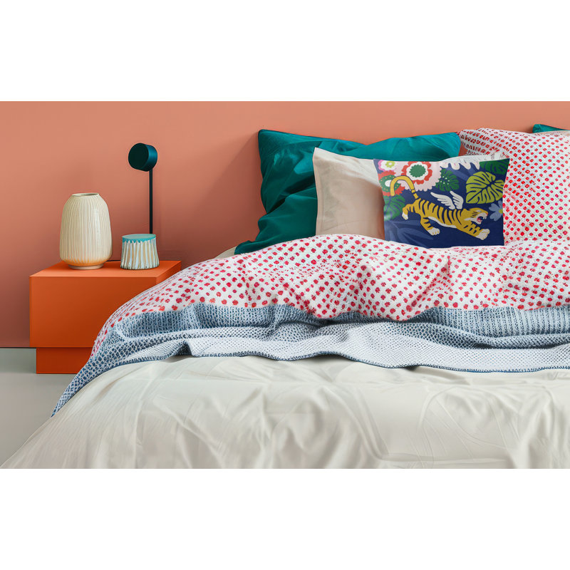 Coussin en microsuède Thiago, Carré 16 po, Navy Blue/Red/Pink/Green/Orange