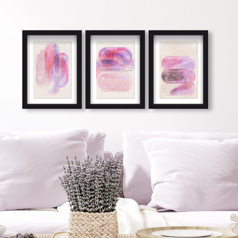 Rose Topaz Set Set by Oliver Gal, 46.5"H x 31.5"W, Black Shadowbox