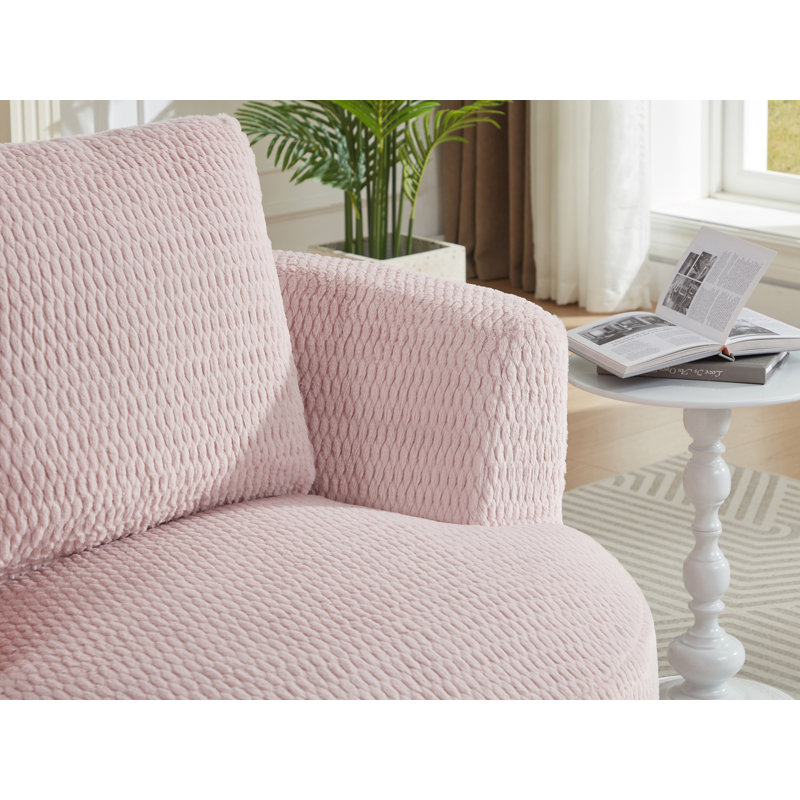 Faux Fur Swivel Barrel Chair, Pink