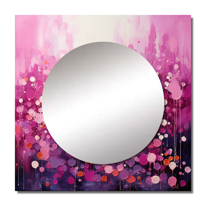 Gercas - Grand miroir carré abstrait à décor mural, 23 po x 23 po