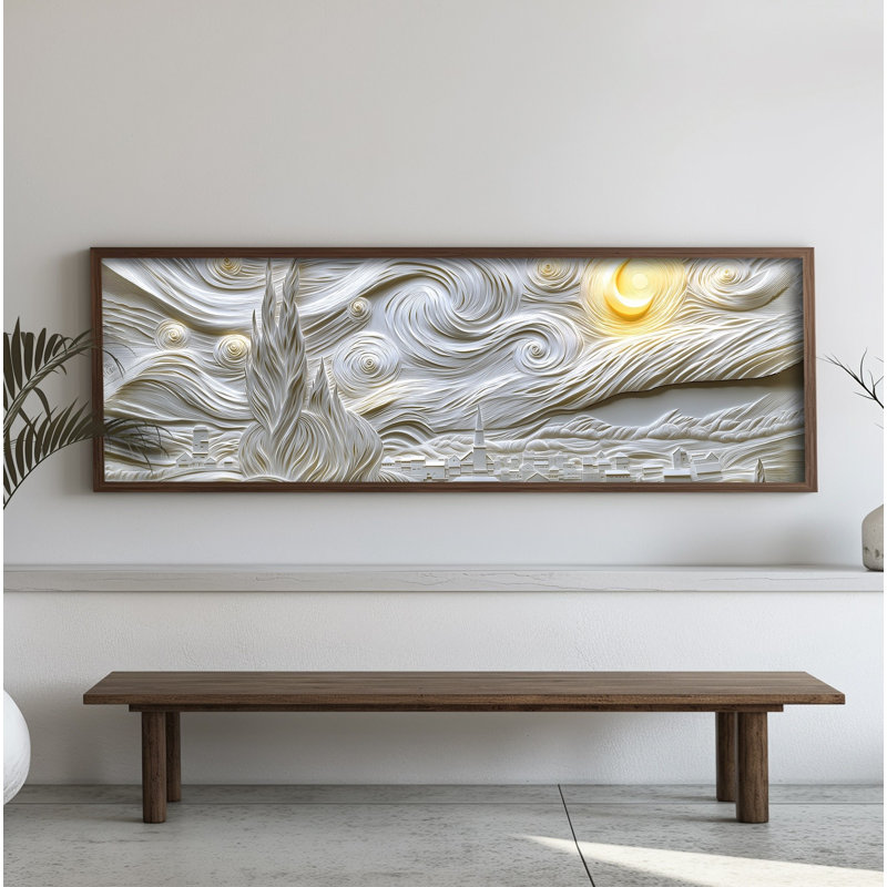 Élégante peinture décorative en panneau de fibres à densité moyenne, 15,7 x 47,2 x 0,1 pouces | 100% panneau de fibres à densité moyenne avec épaisseur de 3 mm, cadre 100% bois de pin | Œuvre d'art imprimé UV pour la décoration intérieure, le salon, le bureau, l'esthétique moderne