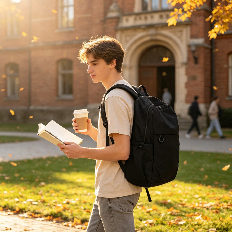 Sac à dos en polyester pour la rentrée scolaire, sac à dos étudiant style preppy, sac bandoulière tendance pour l'extérieur et sac de voyage ultraléger grande capacité