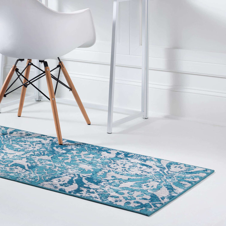  Tapis floral bleu