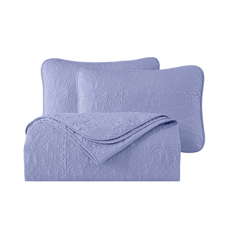 Luca 3-Piece Lightweight Microfiber Oversized Bedspread Set, King Coverlet/Bedspread + 2 King Shams, Lavender