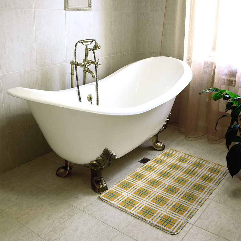 Memory Foam Non-Slip Bath Rug, 21" W x 34" L, Yellow/Green/White