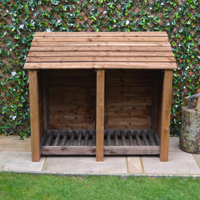 150cm W x 80cm D Solid Wood Log Store, Rustic Brown