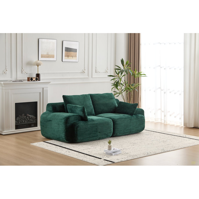 Canapé à mémoire de forme Boneless, Velours côtelé vert