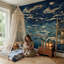 Papier peint mural Dragons Volants Ciel Bleu Marine Foncé Paysage Oriental-1621073021-1621073022