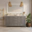 Meuble-lavabo 60 po, meuble-lavabo avec cadre en bois massif, comptoir autoportant avec 2 lavabos gris-126233198-126233200