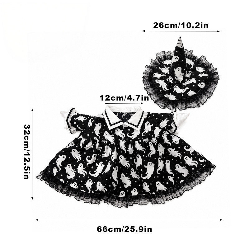 Décorations d'Halloween : Robe fantôme noire en dentelle, ensemble de costumes d'oies pour porche