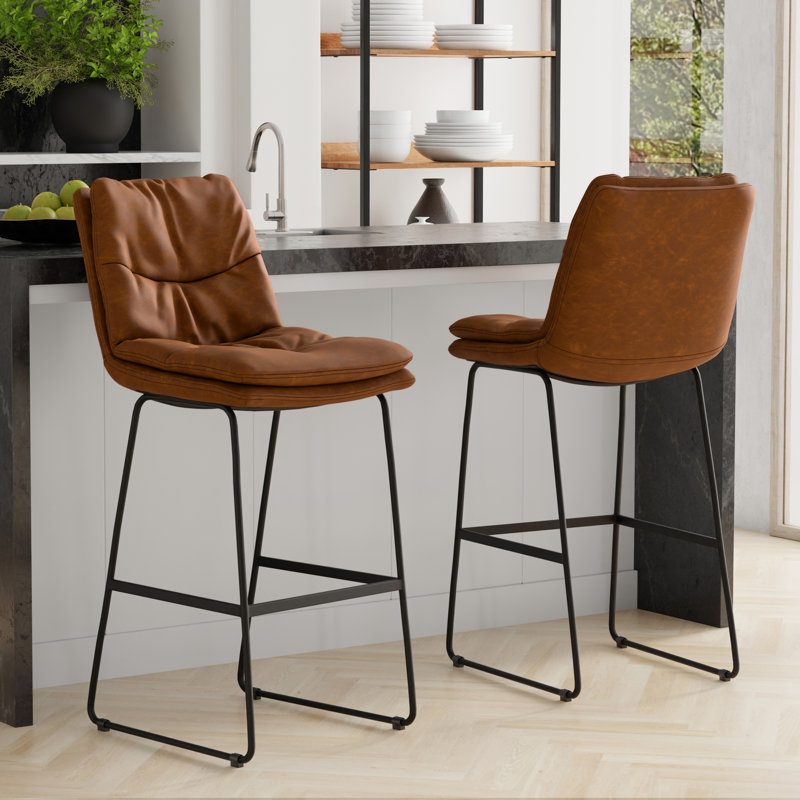 Tabourets de comptoir Danika, Brun, Tabouret de bar (siège d'une hauteur de 29,13 po)