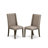 7 Piece Dining Table Set Consist of a Round Dining Room Table with Pedestal and 6 Dark Khaki Linen Fabric Parsons Chairs, Distressed Jacobean-1341052586