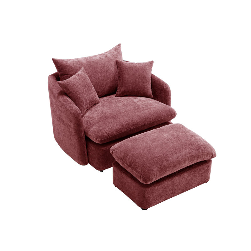 Fauteuil d'appoint pivotant avec repose-pieds, Pink