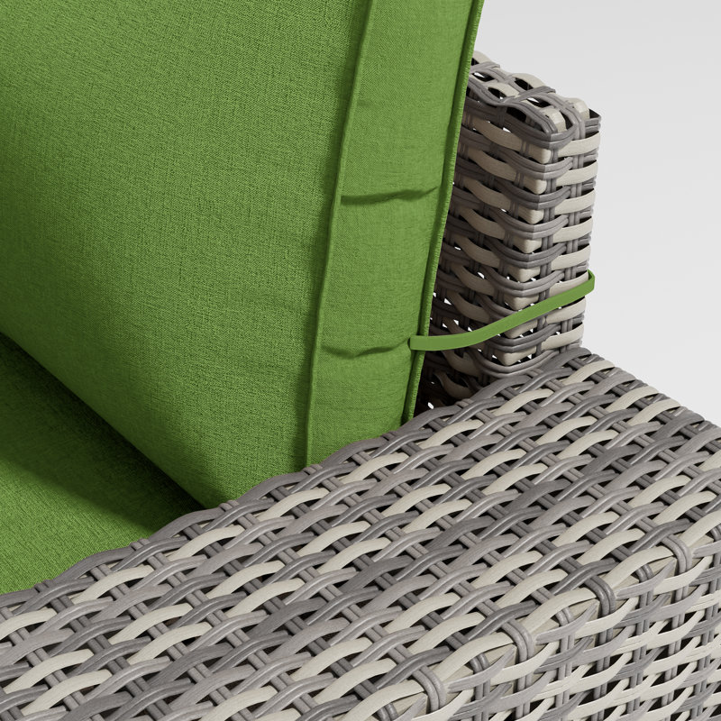 9-Piece Outdoor HDPE Wicker Patio Conversation Set With Wide Armrests, Sectional Sofa & Swivel Chairs, Lime Green
