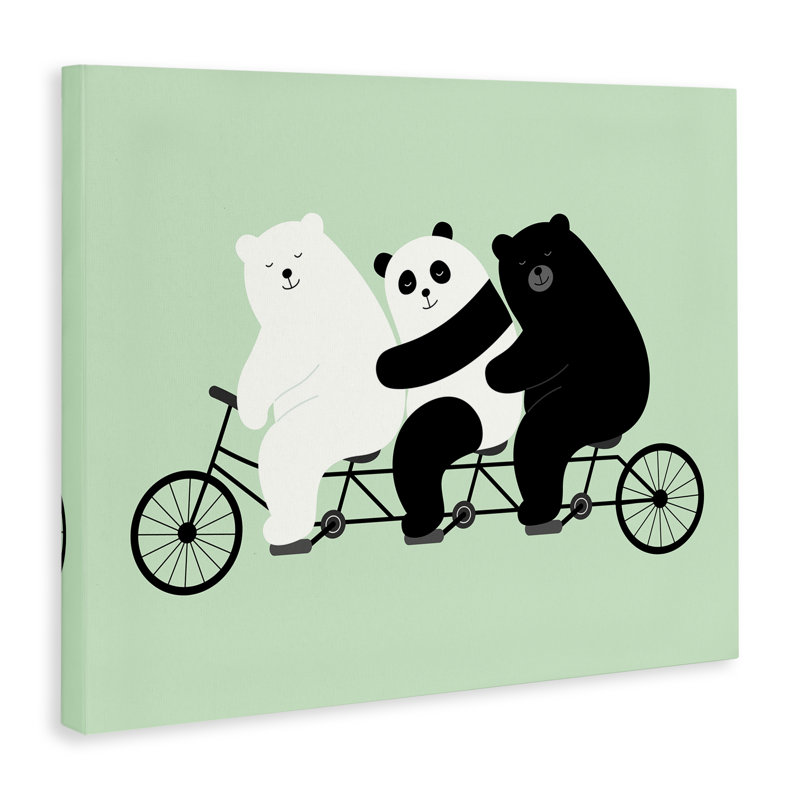 Ours en trio sur toile, art par Andy Westface, H 16 po x l 20 po