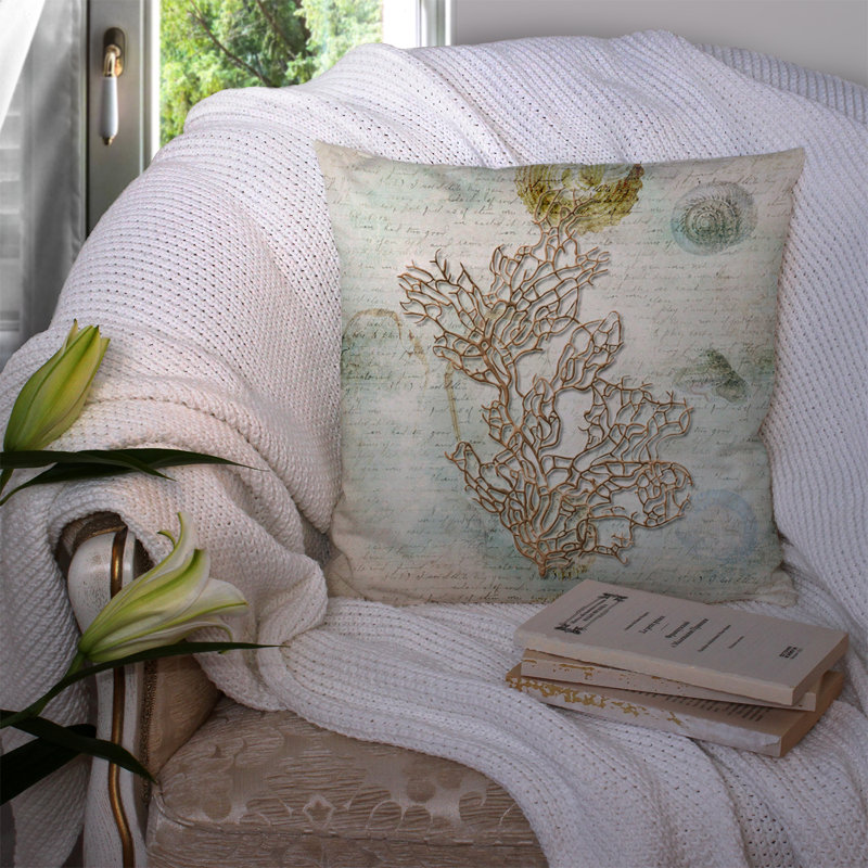 Coussin intérieur/extérieur corail, H 14 po x l 14 po x P 4 po