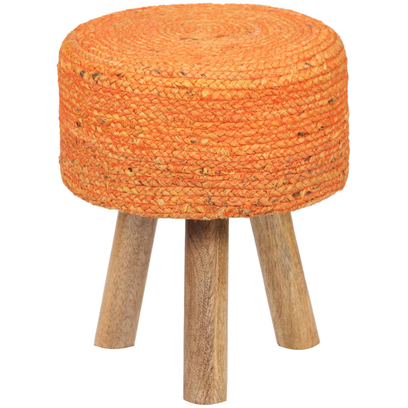 Ladoris Solid Wood Accent Stool, Orange, Orange