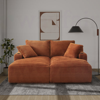Masir Boneless Sleeper Couch,Double Chaises Lounge With Pillows, Could Plush Corduroy by Latitude Run