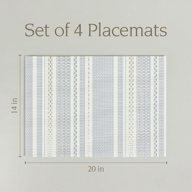 over&back Reversible Woven Placemats, Blue