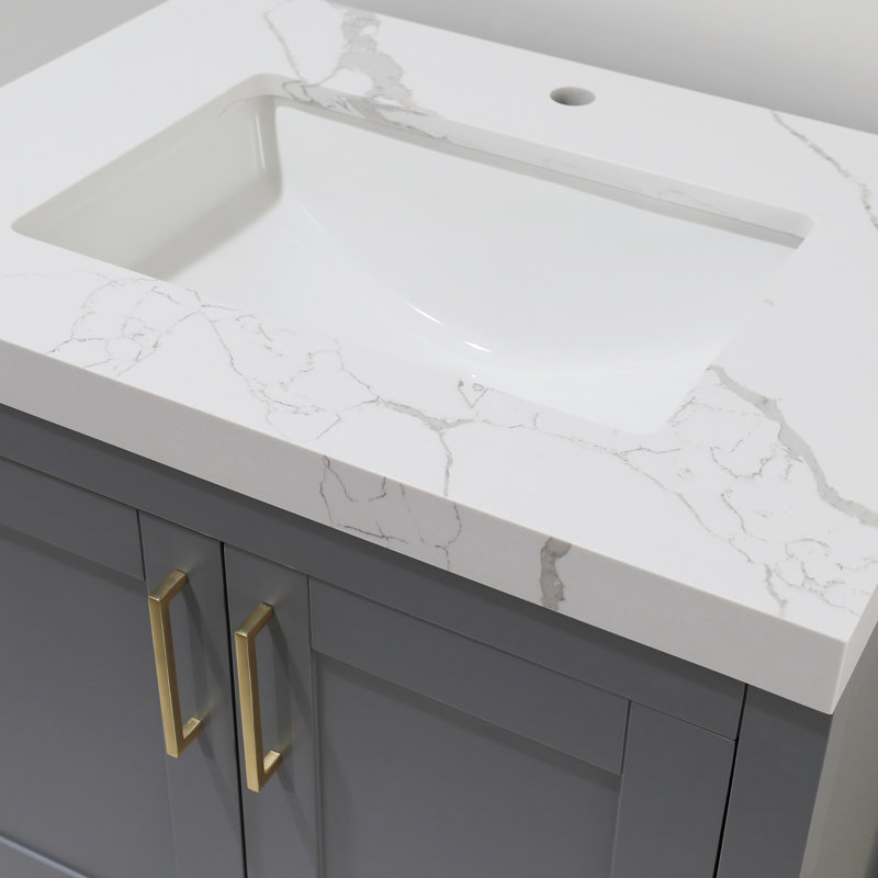 Hyle 35.4'' Single Bathroom Vanity With Top, Gray