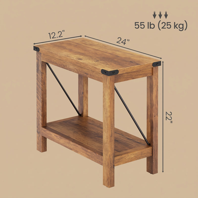 Table de bout à 2 niveaux, Brun miel