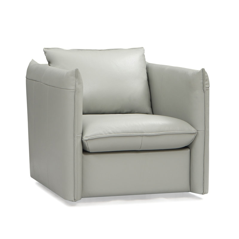 Brittana Upholstered Swivel Club Chair, Gray Genuine Leather