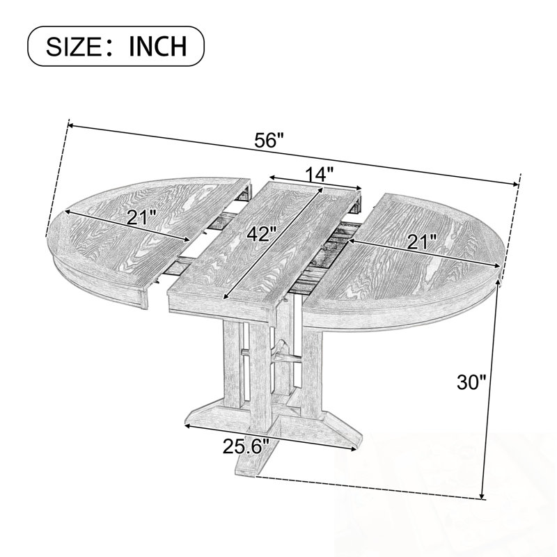 Table de salle à manger avec feuilles centrales amovibles, Naturel