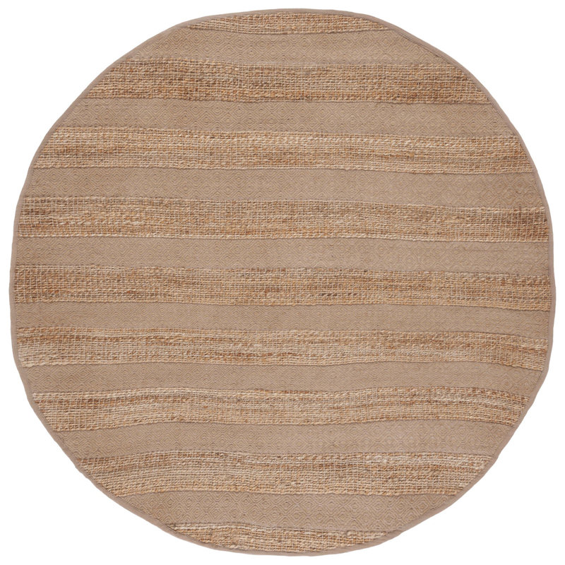 Hobscheid Geometric Flatweave Taupe/Natural Area Rug, Round 7'