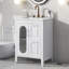Meuble-lavabo 24 po avec lavabo, meuble-lavabo avec deux tiroirs et porte, tablette réglable, bois massif et panneau de fibres à densité moyenne-375701412