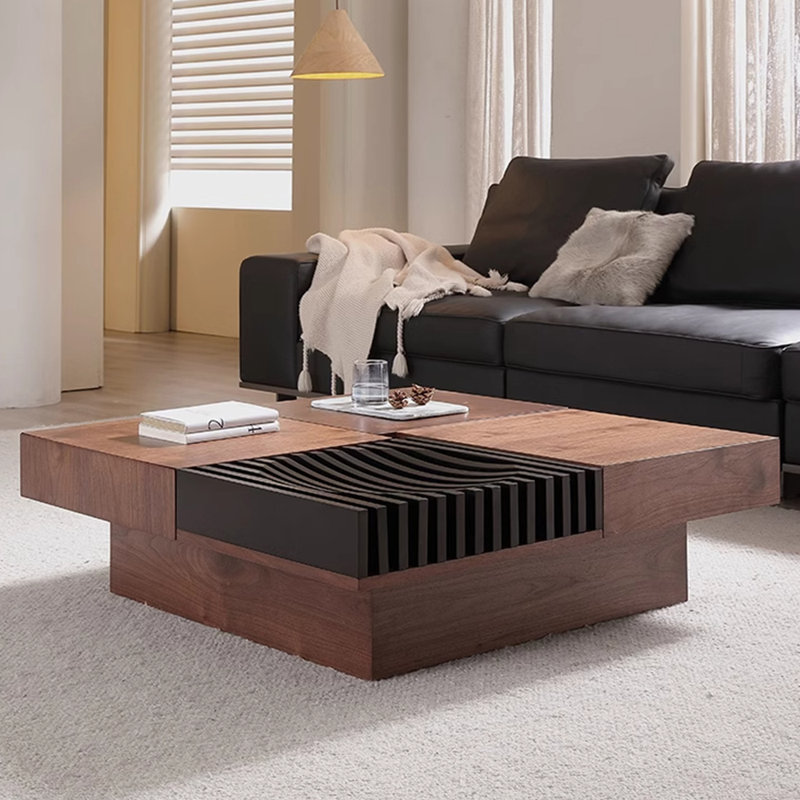 Square solid wood creative premium tea table, 11.81" H x 47.24" L x 47.24" W