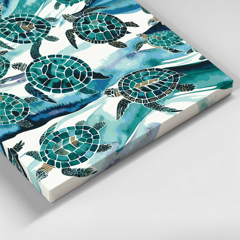 «Hawaiian Honu», art mural sur toile bleue, H 32 po x l 32 po